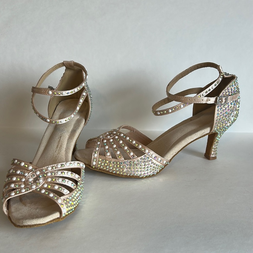 Women’s Latin dance ballroom shoes with rhinestones